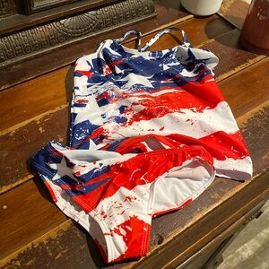 Red, white and blue girls swimsuit